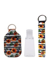 Portable 1oz Refillable Empty Travel Bottles With Keychain Holder Wristlet Set Keychain Bottle Container With Flip Caps