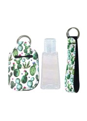 Portable 1oz Refillable Empty Travel Bottles With Keychain Holder Wristlet Set Keychain Bottle Container With Flip Caps