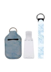 Portable 1oz Refillable Empty Travel Bottles With Keychain Holder Wristlet Set Keychain Bottle Container With Flip Caps