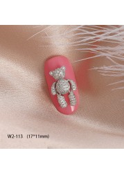 3pcs nail art jewelry 3d metal butterfly real gold zircon full diamond activity bear butterfly pendant nails