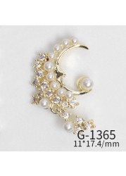 10pcs/lot 3D Luxury Moon Crane Zircon Crystals Rhinestones Pearl Nail Art Jewelry Nail Decorations Accessories Charms Supplies