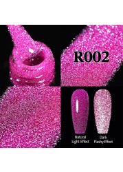 ur sugar fluorescent reflective gel nail polish neon yellow pink red glitter semi permanent soak off uv led nail polish