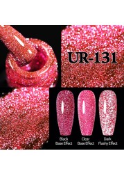 ur sugar fluorescent reflective gel nail polish neon yellow pink red glitter semi permanent soak off uv led nail polish