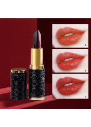 1pc Three Colors Black Lipstick Tube Rose Diamond Matte Velvet Lipstick Long Lasting Waterproof Full Color Sexy Lips Makeup