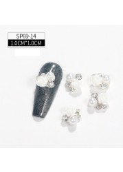 LEAMX 10pcs/bag Clear Rhinestones Nails Art Decorations Beautiful Girls Nail DIY 3D Gems Alloy Nail Diamond Charms Supply L413