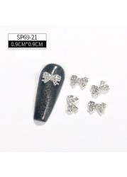 LEAMX 10pcs/bag Clear Rhinestones Nails Art Decorations Beautiful Girls Nail DIY 3D Gems Alloy Nail Diamond Charms Supply L413