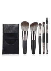 Loebig 5pcs Mini Makeup Brushes Set Powder Foundation Blush Highlighter Contour Eye Shadow Eyebrow Lash Portable Cosmetic Brush