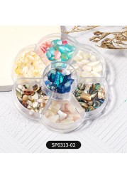 1 Box of 7 Nail Art Decorations Bow Aurora Bear Butterfly Rhinestone Pearl Mixed Set Box DIY Nail Decoration designer charms