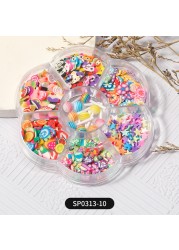 1 Box of 7 Nail Art Decorations Bow Aurora Bear Butterfly Rhinestone Pearl Mixed Set Box DIY Nail Decoration designer charms