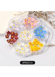 1 Box of 7 Nail Art Decorations Bow Aurora Bear Butterfly Rhinestone Pearl Mixed Set Box DIY Nail Decoration designer charms