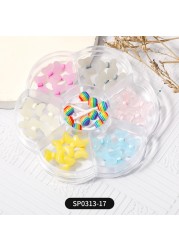 1 Box of 7 Nail Art Decorations Bow Aurora Bear Butterfly Rhinestone Pearl Mixed Set Box DIY Nail Decoration designer charms