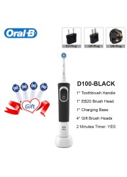 Oral B Electric Toothbrush For Adult D100 Vitality Cleaning Rechargeable Toothbrush Waterproof Cleaner 4 Color Teeth Whitening