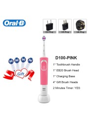 Oral B Electric Toothbrush For Adult D100 Vitality Cleaning Rechargeable Toothbrush Waterproof Cleaner 4 Color Teeth Whitening