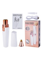 2 in 1 Rechargeable Electric Eyebrow Trimmer Epilator Female Body Face Lipstick Shape Hair Removal Mini Shaver Painless