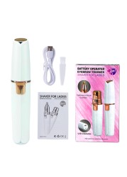 2 in 1 Rechargeable Electric Eyebrow Trimmer Epilator Female Body Face Lipstick Shape Hair Removal Mini Shaver Painless