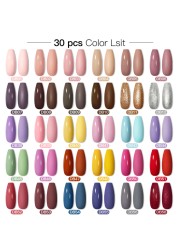 Mtssii 60pcs Color Gel Nail Polish Set Glitter Nail Sequins Gel Soak Off UV Gel Semi Permanent Base Top Gel Nail Art Salon Kits