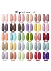 Mtssii 60pcs Color Gel Nail Polish Set Glitter Nail Sequins Gel Soak Off UV Gel Semi Permanent Base Top Gel Nail Art Salon Kits