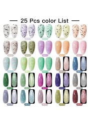 Mtssii 60pcs Color Gel Nail Polish Set Glitter Nail Sequins Gel Soak Off UV Gel Semi Permanent Base Top Gel Nail Art Salon Kits