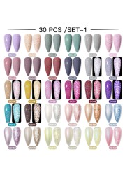 Mtssii 60pcs Color Gel Nail Polish Set Glitter Nail Sequins Gel Soak Off UV Gel Semi Permanent Base Top Gel Nail Art Salon Kits