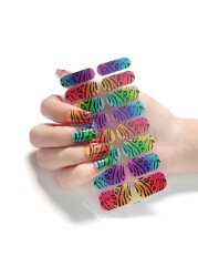 16 Tips Nail Polish Stickers European Style Solid Color Gradient Pattern Self Adhesive Nail Art Decals Manicure Strips