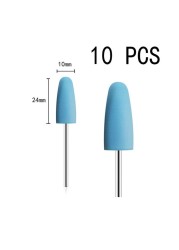 10pcs/set Silicone Rubber Polisher Grinding Head 2.35mm Shank Nail Bits Nail Electric Manicure Drill Machine Accessory