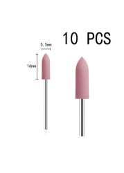 10pcs/set Silicone Rubber Polisher Grinding Head 2.35mm Shank Nail Bits Nail Electric Manicure Drill Machine Accessory