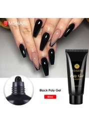 MSHARE Acrylic Gel Black 60ml Poly Builder Crystal Gel Nail Tips UV Builder Nail Extensions