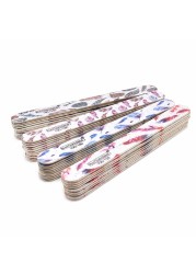 20pcs Thicken Wooden Nail Files 100/120/180/240 Printed Sandpaper Wooden File Professional Washable Nails Accessories Manicure Tool