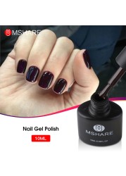 MSHARE Dark Blue Nail Gel Polish Lacquer Base Top Coat Soak Off Uv Led Healing Gel With Dryer Nail 10ml in Plastic Bottle