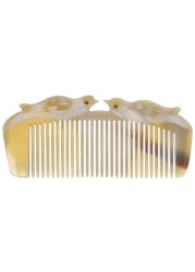 New luxury natural horn hair comb craft with mandarin duck carvings handle