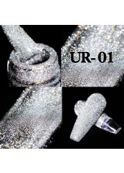 ur sugar 7.5ml neon yellow reflective glitter gel nail polish shine twilight nail gel nail art varnish semi permanent varnish