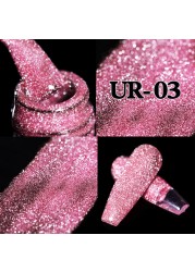 ur sugar 7.5ml neon yellow reflective glitter gel nail polish shine twilight nail gel nail art varnish semi permanent varnish