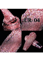 ur sugar 7.5ml neon yellow reflective glitter gel nail polish shine twilight nail gel nail art varnish semi permanent varnish