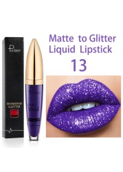 18 Color Matte To Glitter Shimmer Liquid Lipstick Shiny Diamond Lip Gloss Waterproof Long Lasting Pearl Lipgloss Women Lips Makeup