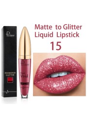 18 Color Matte To Glitter Shimmer Liquid Lipstick Shiny Diamond Lip Gloss Waterproof Long Lasting Pearl Lipgloss Women Lips Makeup