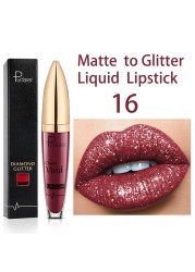 18 Color Matte To Glitter Shimmer Liquid Lipstick Shiny Diamond Lip Gloss Waterproof Long Lasting Pearl Lipgloss Women Lips Makeup