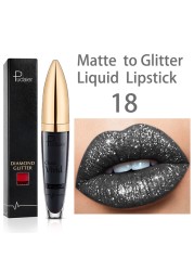 18 Color Matte To Glitter Shimmer Liquid Lipstick Shiny Diamond Lip Gloss Waterproof Long Lasting Pearl Lipgloss Women Lips Makeup