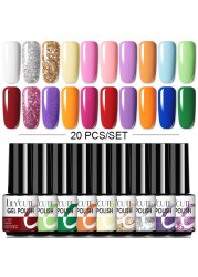 LILYCUTE 20/10/8pcs Set UV Gel Nail Polish Set 7ml Multicolor Semi-Permanent Long Lasting Led Gel Varnish Soak Off Nail Gel