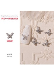 3pcs Nail Art Silver Zircon Star Moon Love Pearl Rabbit Butterfly Chain Nail Decoration