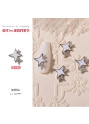 3pcs Nail Art Silver Zircon Star Moon Love Pearl Rabbit Butterfly Chain Nail Decoration