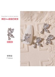 3pcs Nail Art Silver Zircon Star Moon Love Pearl Rabbit Butterfly Chain Nail Decoration