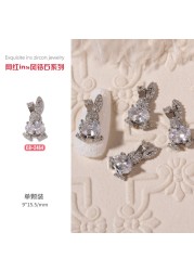 3pcs Nail Art Silver Zircon Star Moon Love Pearl Rabbit Butterfly Chain Nail Decoration