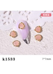 3pcs New Japanese Manicure Metal Amber Four-leaf Clover Shell Butterfly Manicure Gold Edge Irregular Gemstone Jewelry