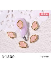 3pcs New Japanese Manicure Metal Amber Four-leaf Clover Shell Butterfly Manicure Gold Edge Irregular Gemstone Jewelry