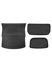 For Tesla Model Y 2022 2021 2020 Floor Mats Plain TPE Full Set Trunk Franc Mat Cargo Tray Liners Lower Cabin Car Boot Mats