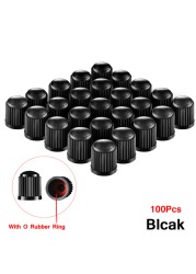 100 pcs Wheel Tire Valve Covers, Universal With O-Ring Rubber Rings For Cars, , Motorcycles, Trucks,SUVs, Bicycles and Bicycles