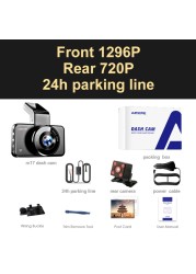 Azdomm17 Car DVR Dashcam Video Recorder 1296P HD Night Vision ADAS Dash Cam Car Wifi DVR Dual Lens 24H Parking Monitor Cam