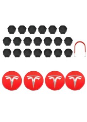 Tesla Model 3S X Wheel Center Caps Hub Caps Screw Cap Kit Decorative Tire Cap Modification Accessories Tesla Car Emblem Badge