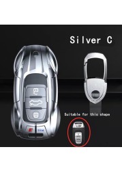 Zinc Alloy Car Key Cover With Boutique Metal Leather Keychain For Audi A6 A4 A3 Q2 Q3 Q5 Q7 A7 A8 Car Key Shell Protector