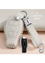 Lady Genuine Cowhide Leather Car Key Case Cover Hot Pressing Protection Shell For Mercedes Benz Hand Made Car Accessories Key Chain